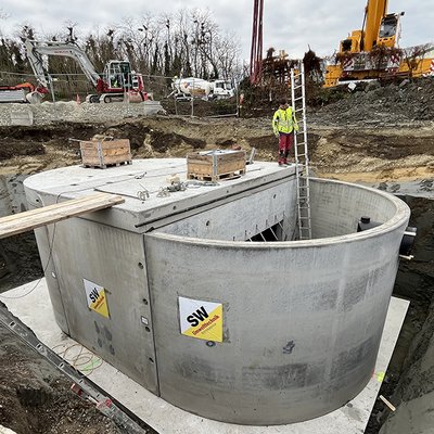 Oberflächenentwässerung mit Verkehsflächensicherungsschacht der SW Umwelttechnik 