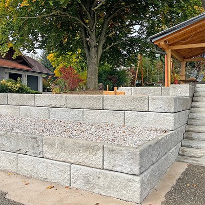 Terrassierte Stützmauer mit dem SW-Stützwandsystem