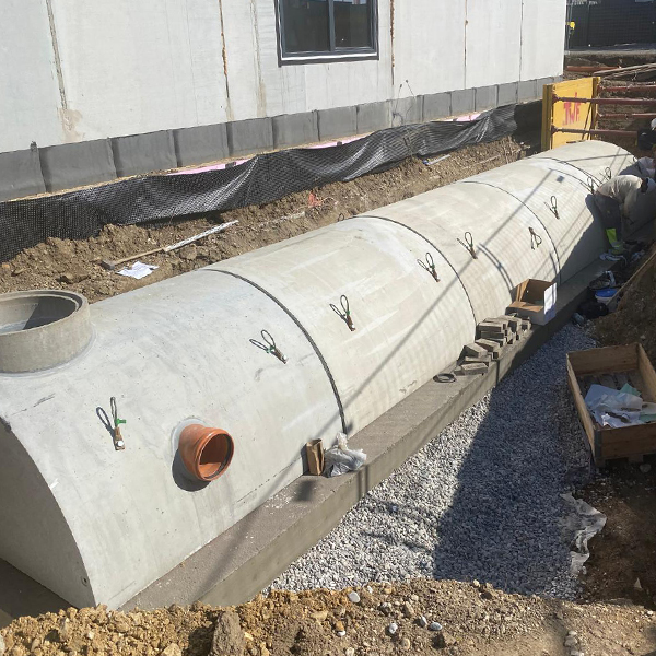 Sickertunnel für Regenwasser mit technischem Filter von SW Umwelttechnik